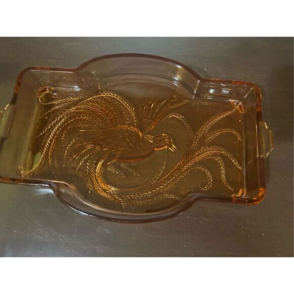 TIARA INDIANA GLASS EMPRESS TRAY BIRD OF PARADISE